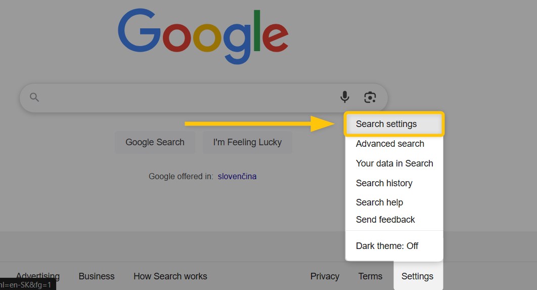 Step 2 - Select Search settings